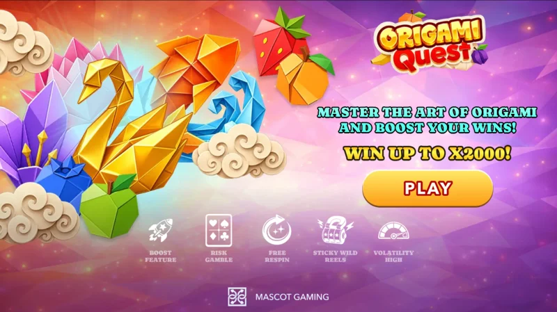 Origami Quest - écran principal avec les rouleaux et les symboles origami