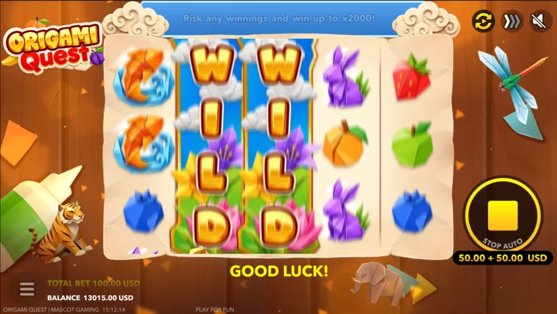 Origami Quest - gain avec un rouleau Wild collant